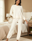 Textured Long Pajama Set in Natural