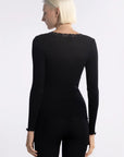 Long Sleeve Shirt with Lace Round Neck