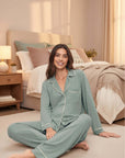 Gisele Long PJ Set in Eucalyptus/Ivory