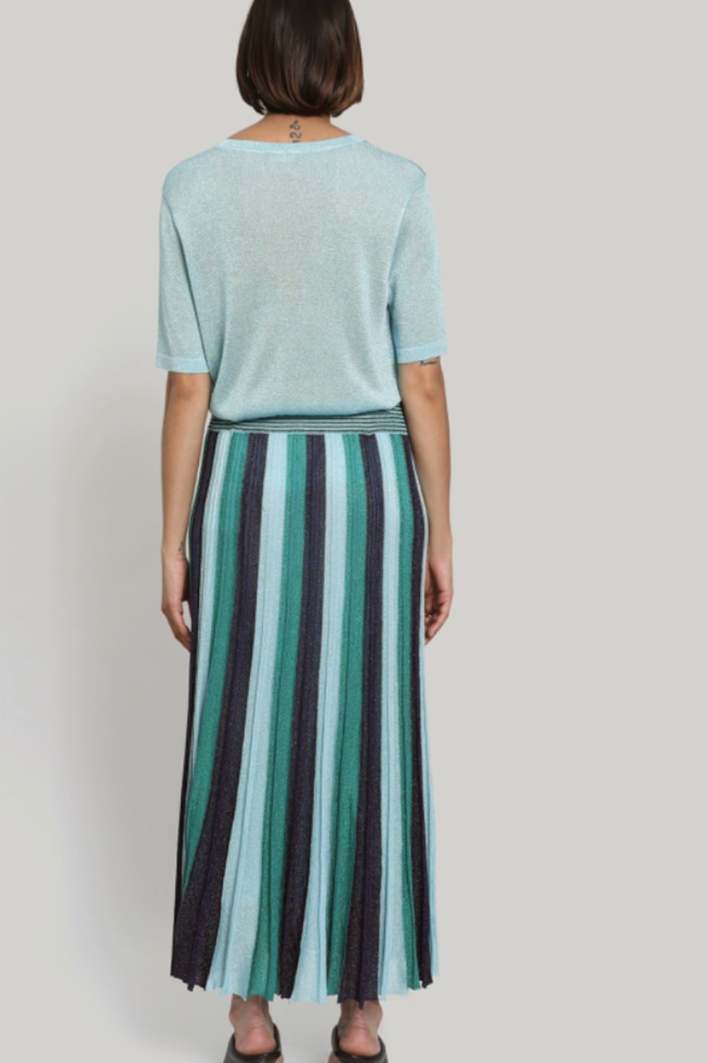 Pleated Maxi Skirt in Lagoon Blue