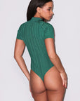 Rib Polo Bodysuit in Lucky