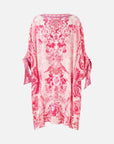 Tie Sleeve Short V- Neck Kaftan in Livin La Vida Rosa