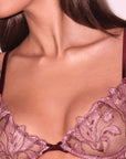Lurex and Lace Lily Embroidery Demi Bra in Amarena