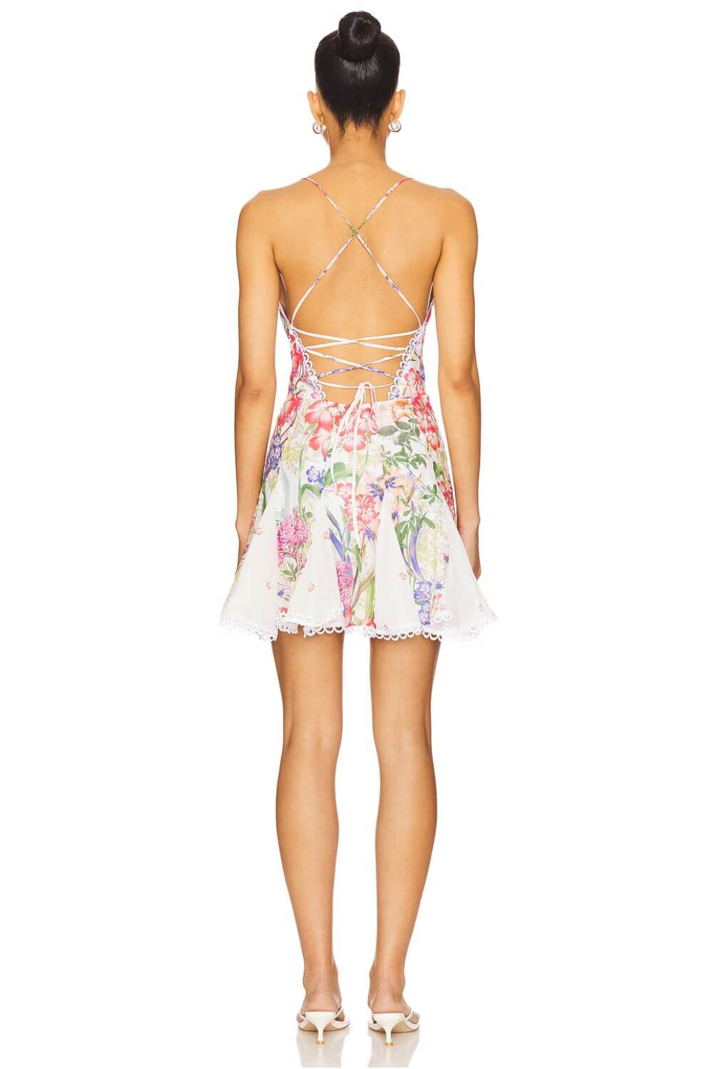 Marlene Short Dress in White Botanic