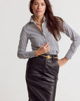 The Icon Shirt in Gunmetal/White Stripe