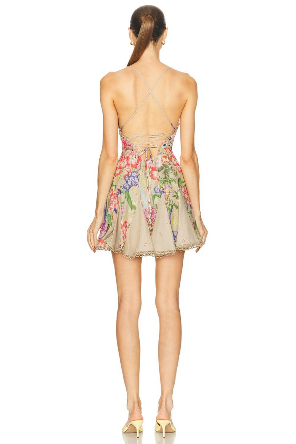 Marlene Short Dress in Olive Botanic