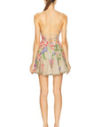 Marlene Short Dress in Olive Botanic