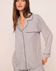 Gisele Printed Long PJ Set in Geosphere Gray Dawn/Navy