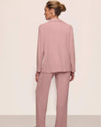 Gisele Ribbed Long PJ Set in Pale Mauve