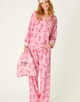 Pink Candy Cane Flannel Long PJ Set