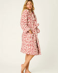 Let's Get Cozy Leopard Robe in Deep Wine