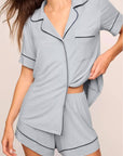 Gisele Relaxed Short PJ Set in Gray Dawn/Navy