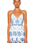 Short Jela Dress in White & Blue