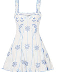 Short Arissa Dress in White & Blue