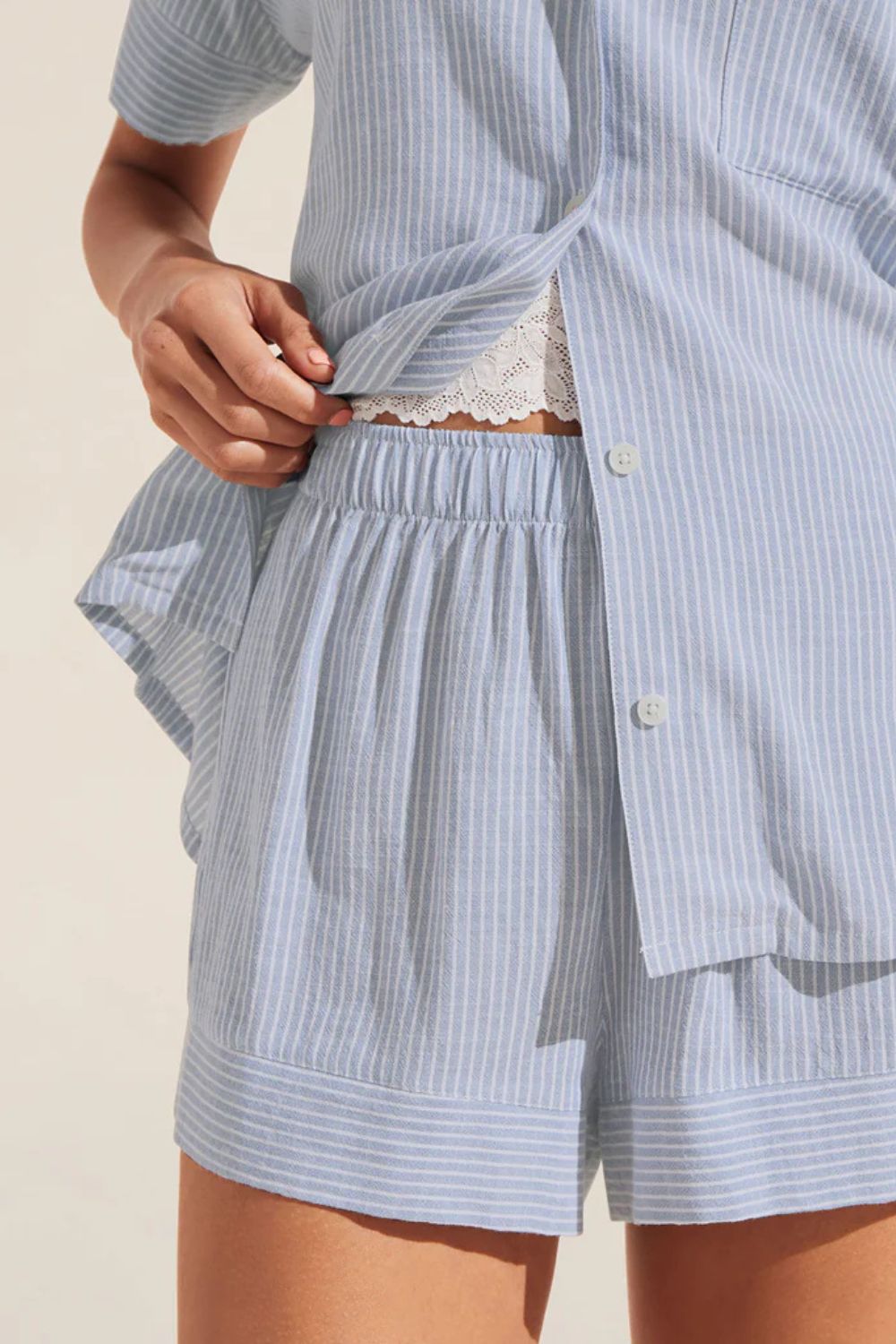 Nautico Shortie PJ Set in Nautico White/Cornflower Blue