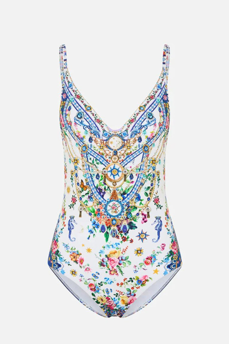 Wired V-Neck One Piece in Tiles Darls