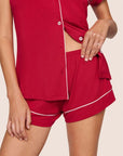 Gisele Shortie PJ Set in Holly Red/Ivory