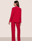 Gisele Printed Long PJ Set in Nutcracker Holly Red/Ivory