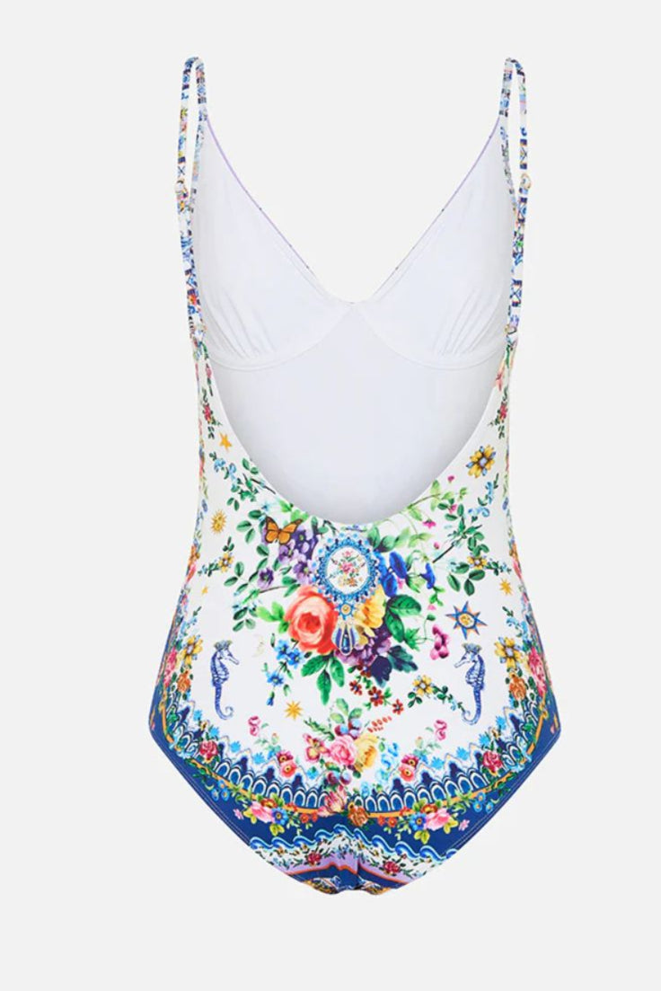 Wired V-Neck One Piece in Tiles Darls