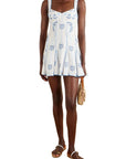 Short Arissa Dress in White & Blue