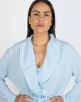 Cannes Pinstripe Robe in Cool Blue