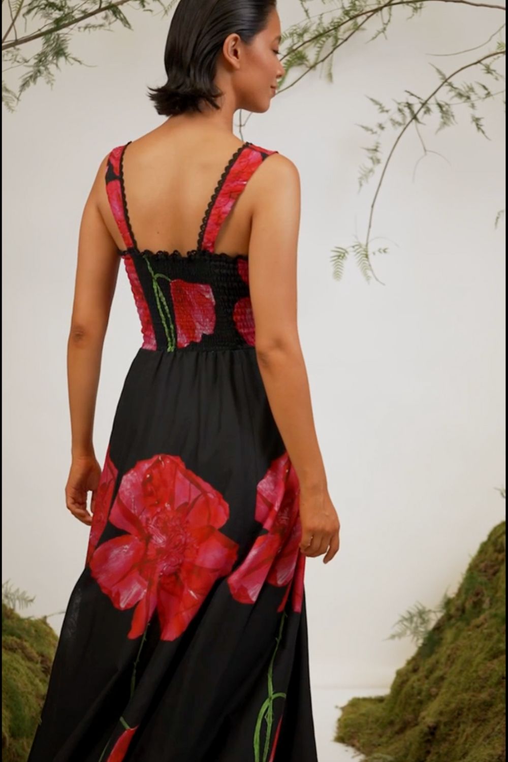 Crissy Long Dress in Black Blossom