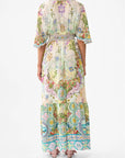 Waisted Dress with Hem Ruffle in Just Coasting