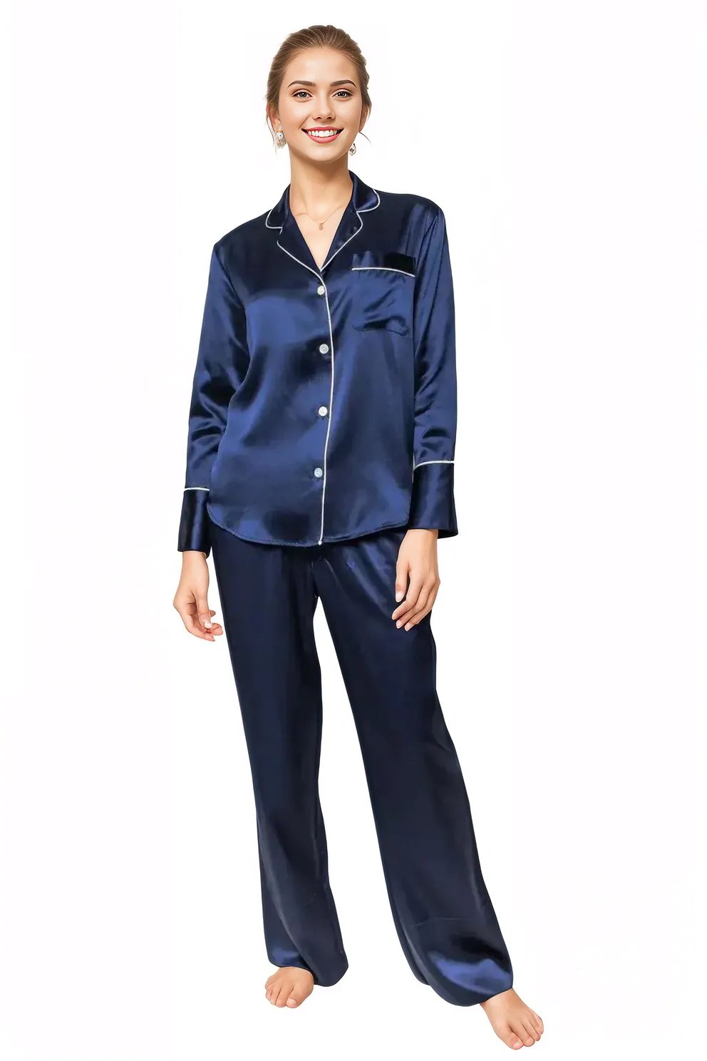 Mulberry Navy Silk Luxe Pajama