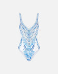 V-Neck One Piece Swimsuit in Ceramic Panoramic