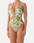 Halter Neck One-Piece Swimsuit in Wanderlust Empire