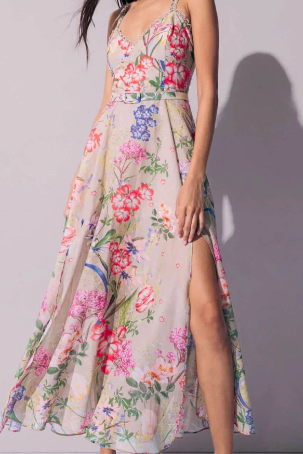 Iraso Long Dress in Olive Botanic