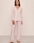 Gisele Long PJ Set in Duo Stripe Holly Red/Ivory