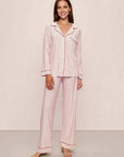 Gisele Long PJ Set in Duo Stripe Holly Red/Ivory