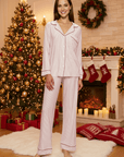 Gisele Long PJ Set in Duo Stripe Holly Red/Ivory