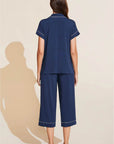 Gisele Cropped PJ Set in Navy/Ivory
