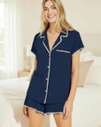 Frida Shortie PJ Set in Navy/Ivory