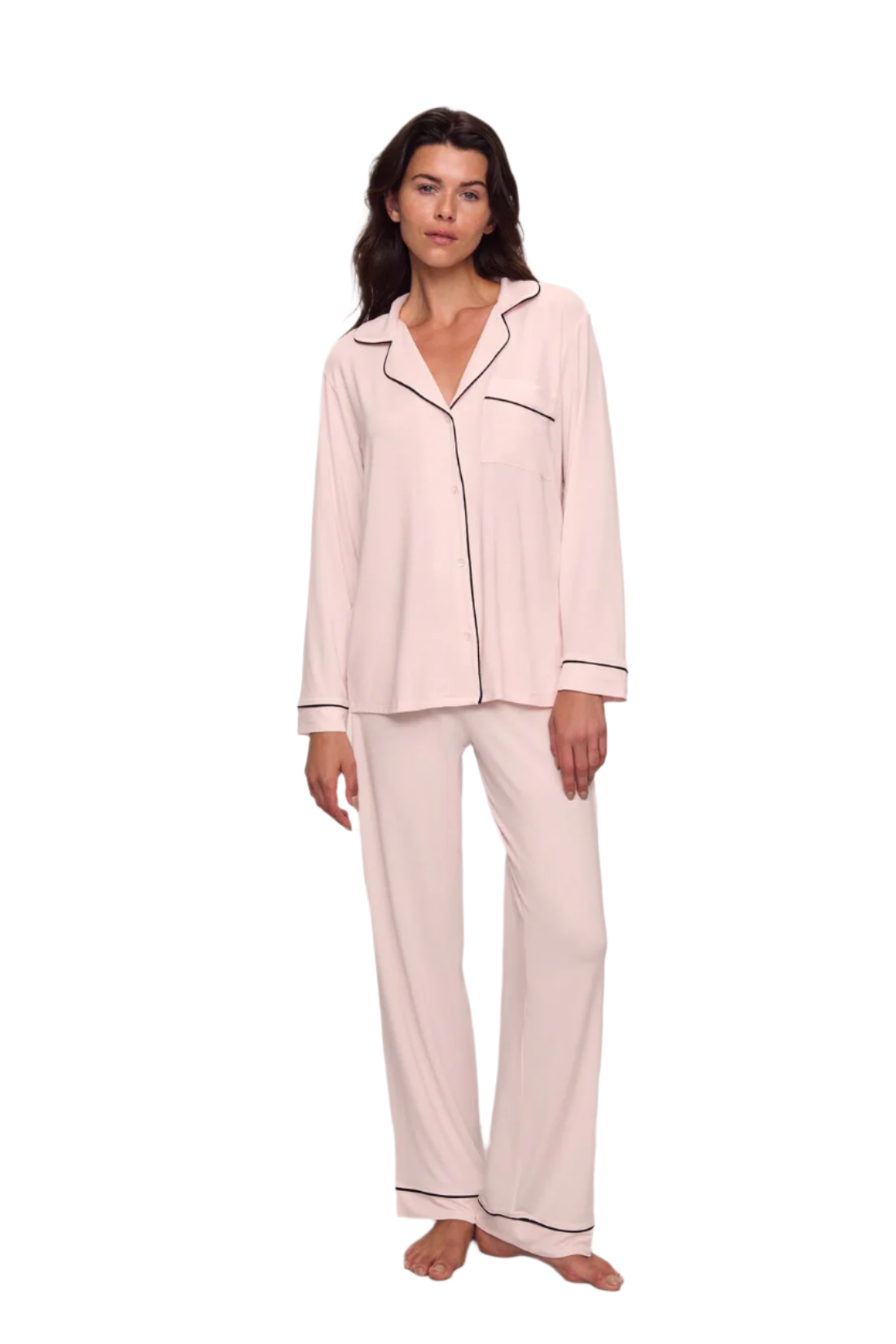 Gisele Long PJ Set in Velvet Pink/Ivory