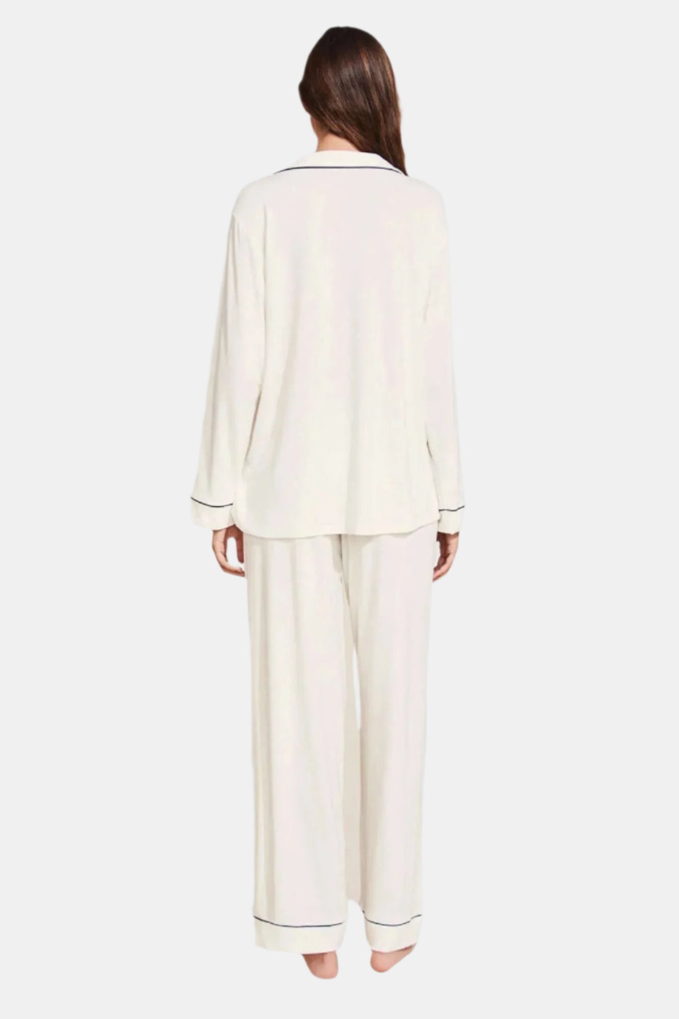 Gisele Long PJ Set in Pure Ivory/Navy