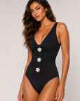 Maya V-Neck One Piece in Black