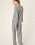 Textured Long Pajama Set in Heather Charcoal