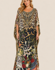 Round Neck Kaftan in Leotigra