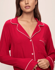 Gisele Long PJ Set in Holly Red/Ivory