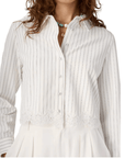 Callum Button Down in White Pinstripe