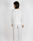 Cannes Pinstripe Long Set in Off-White