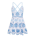 Short Jela Dress in White & Blue