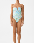 Gathered Bandeau One-Piece in Midsummer Mosaics