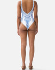 Camilla V-Neck One Piece Swimsuit in Ceramic Panoramic