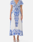 Camilla Waisted Midi Dress in Ceramic Panoramic