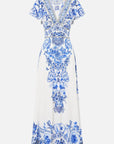 Camilla Waisted Midi Dress in Ceramic Panoramic