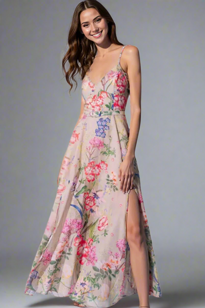 Iraso Long Dress in Olive Botanic